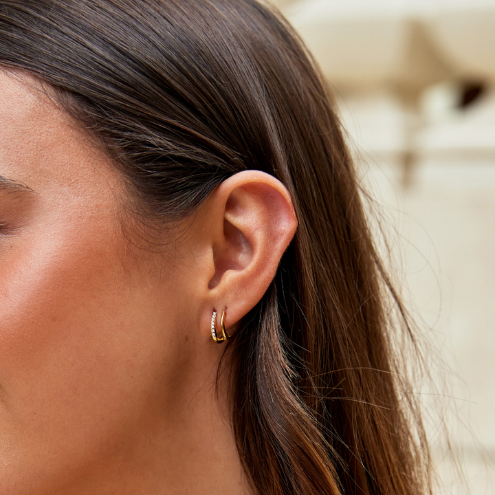 Claw Gold &amp; Crystal Earrings