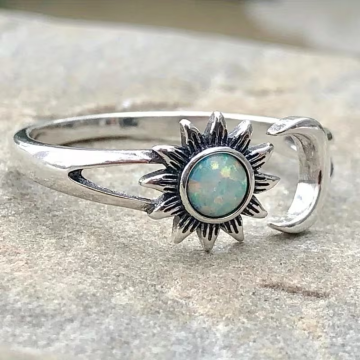 Vintage Sun &amp; Moon Opal Ring