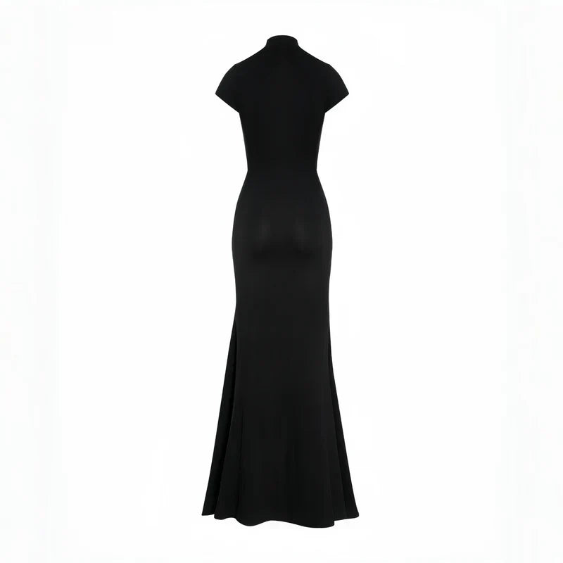 Andrea - Vestido maxi negro con abertura