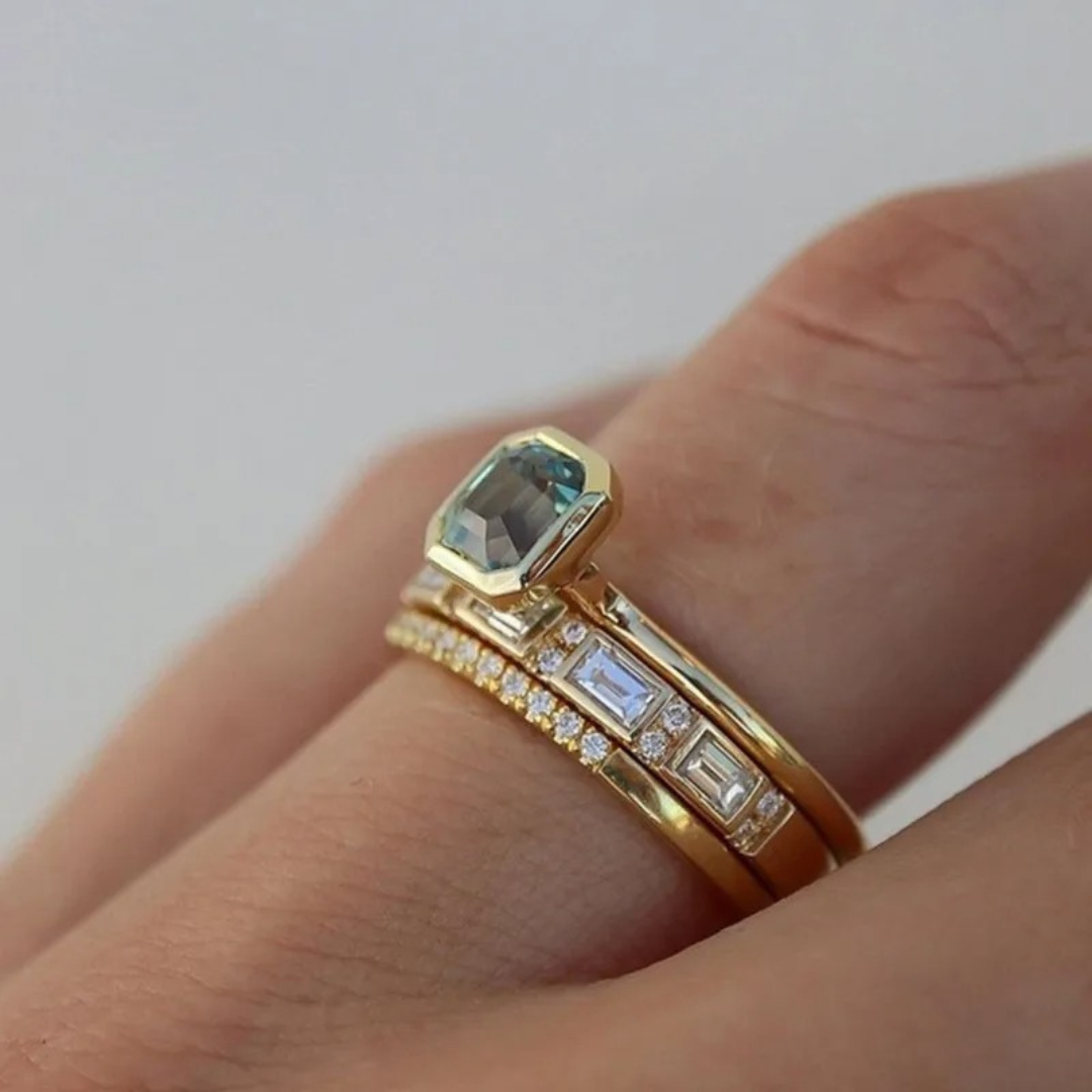 Iris – Vintage Gold &amp; Blue Ring Set