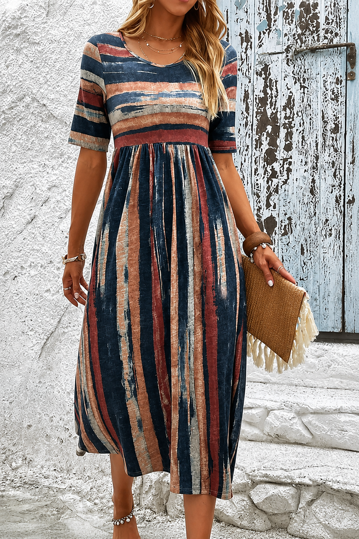 Marloes™ | Vestido Midi a Rayas que Disimula el Abdomen