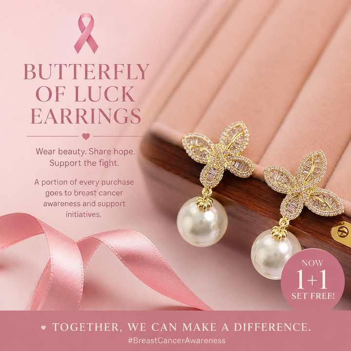 Breast Cancer Awareness | Butterfly of Luck Earrings | 1+1 Free Today