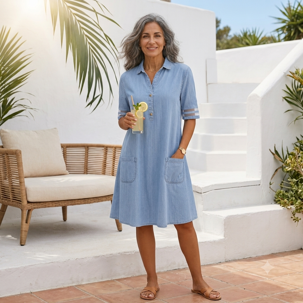 Brittany™ | Blusa vestido de mezclilla con camuflaje para el vientre