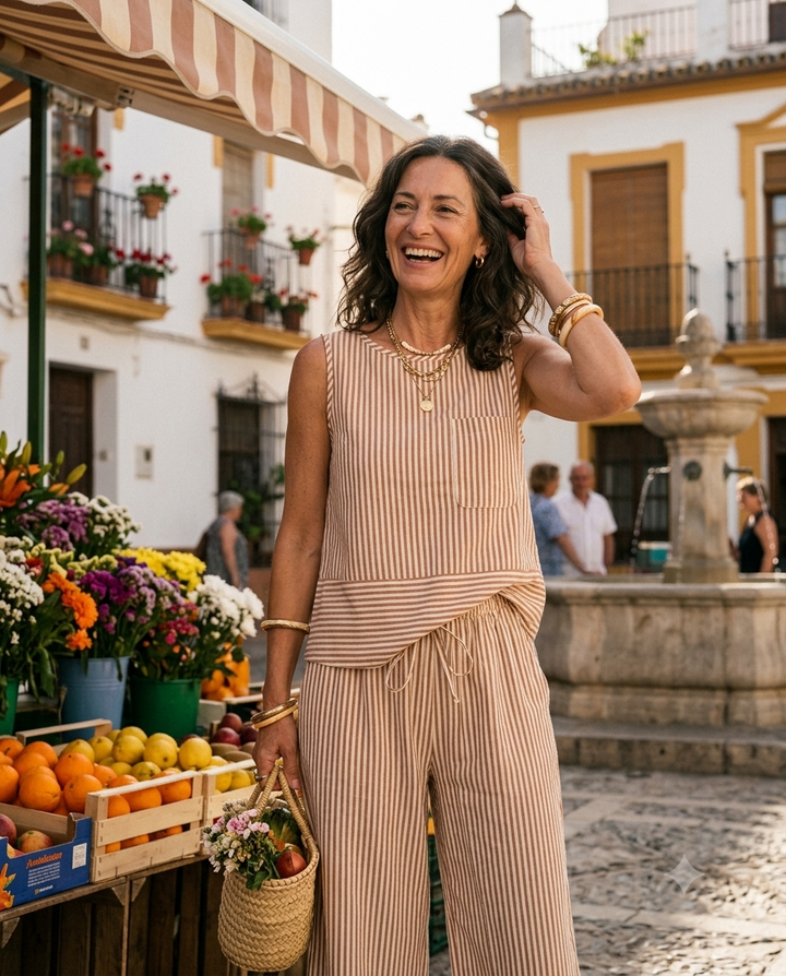 Carmen™ | Conjunto de Algodón a Rayas