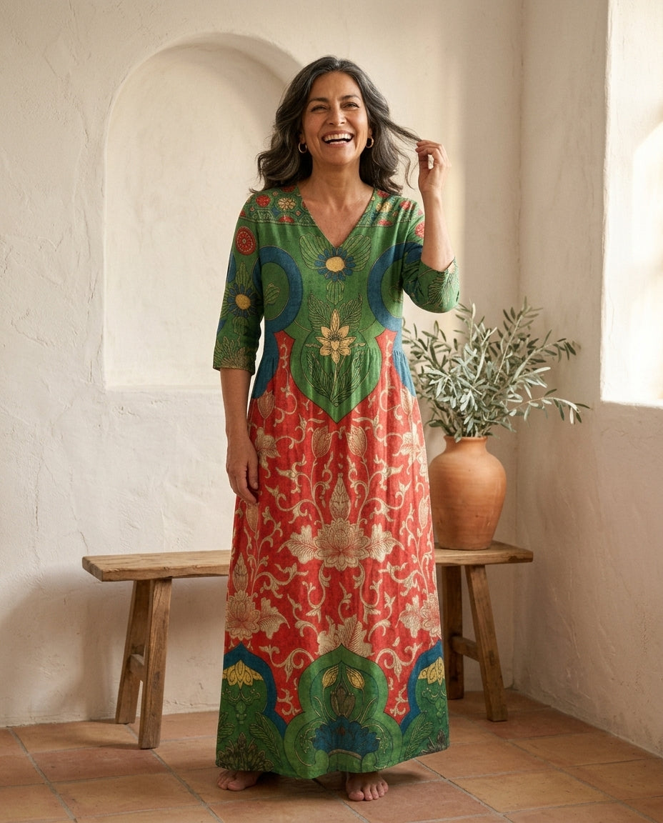 Eliana™ | Vestido Largo Floral Vintage