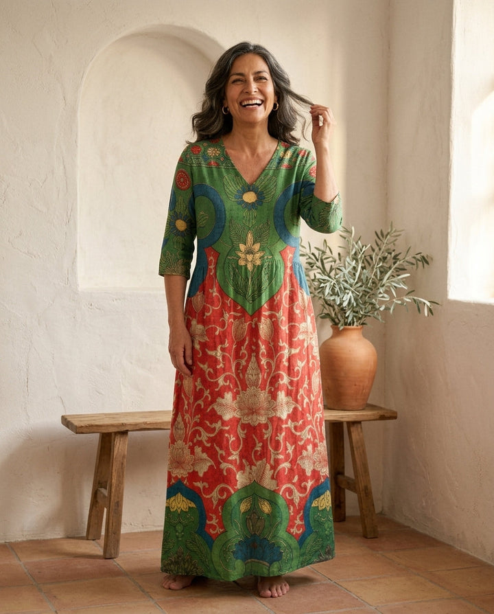 Eliana™ | Vestido Largo Floral Vintage