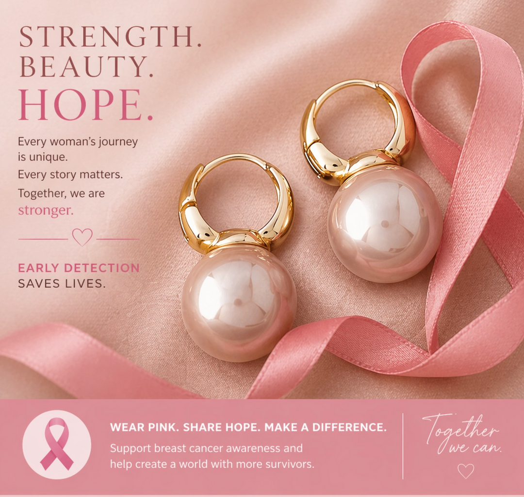 Breast Cancer Awareness | Classic Pearl Earrings | 1+1 Free Today