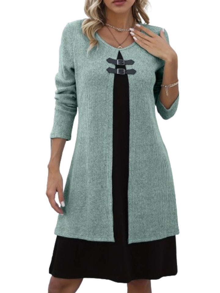 Clara - Vestido en línea A con efecto dos piezas