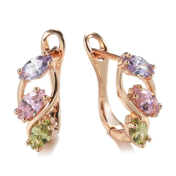 Breast Cancer Awareness | Elegant Colourful Zircon Hoop Earrings | 1+1 Free