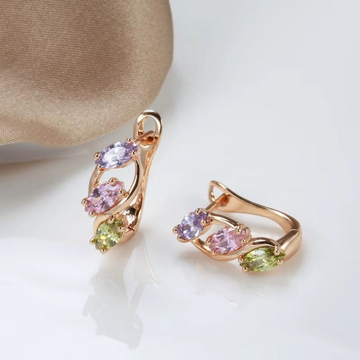 Breast Cancer Awareness | Elegant Colourful Zircon Hoop Earrings | 1+1 Free