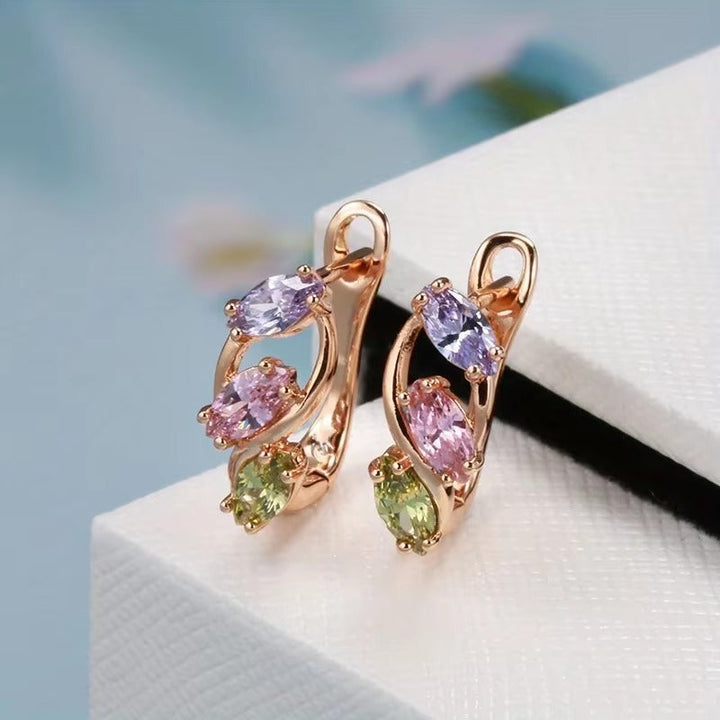 Breast Cancer Awareness | Elegant Colourful Zircon Hoop Earrings | 1+1 Free
