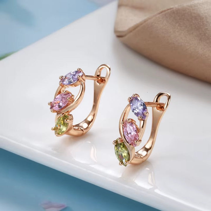 Breast Cancer Awareness | Elegant Colourful Zircon Hoop Earrings | 1+1 Free