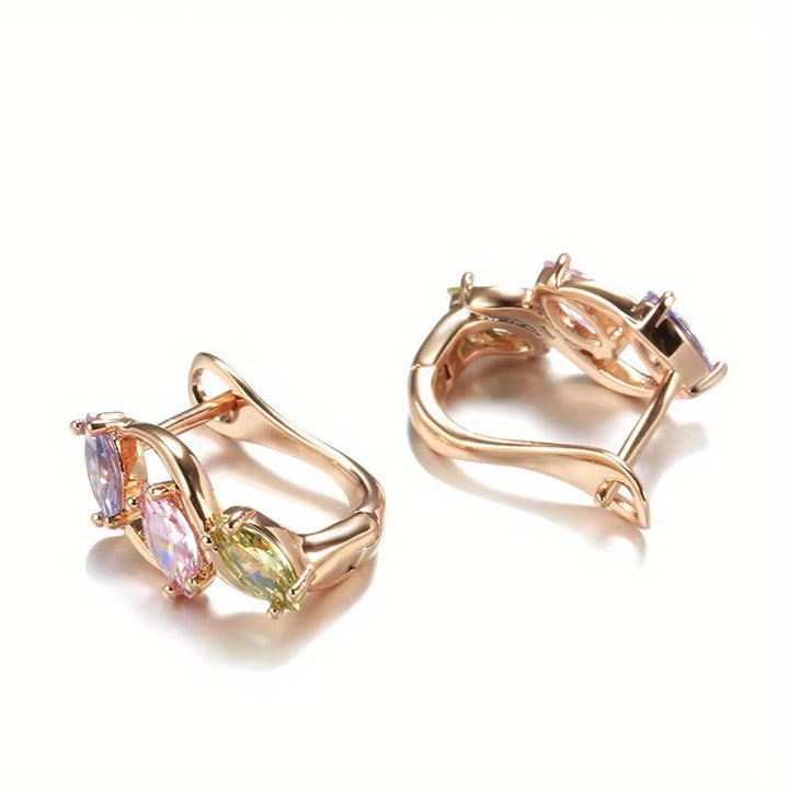 Breast Cancer Awareness | Elegant Colourful Zircon Hoop Earrings | 1+1 Free