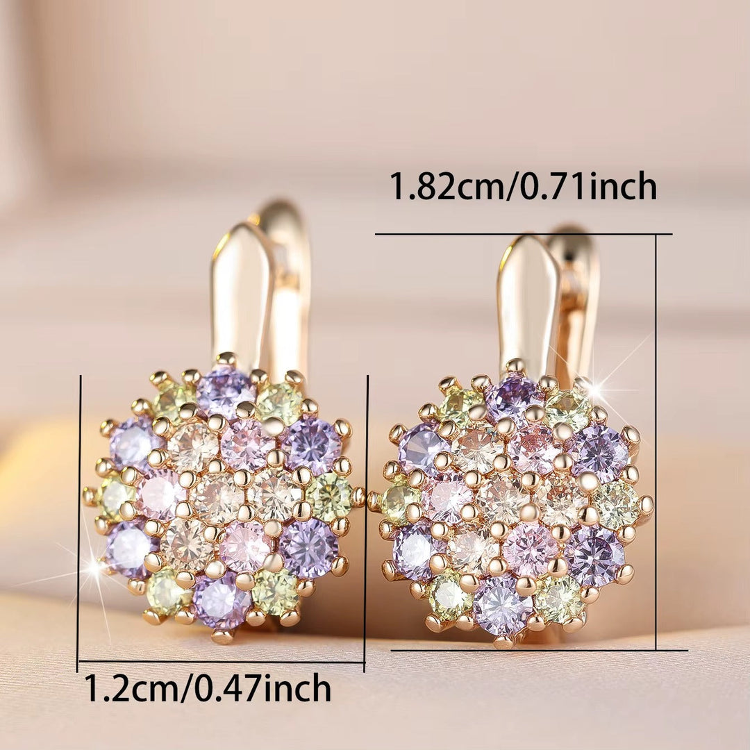 Breast Cancer Awareness | Crystal Rainbow Round Zircon Stone Hope Earrings | 1+1 Set Free