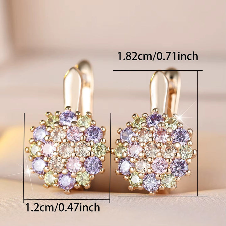 Breast Cancer Awareness | Crystal Rainbow Round Zircon Stone Hope Earrings | 1+1 Set Free