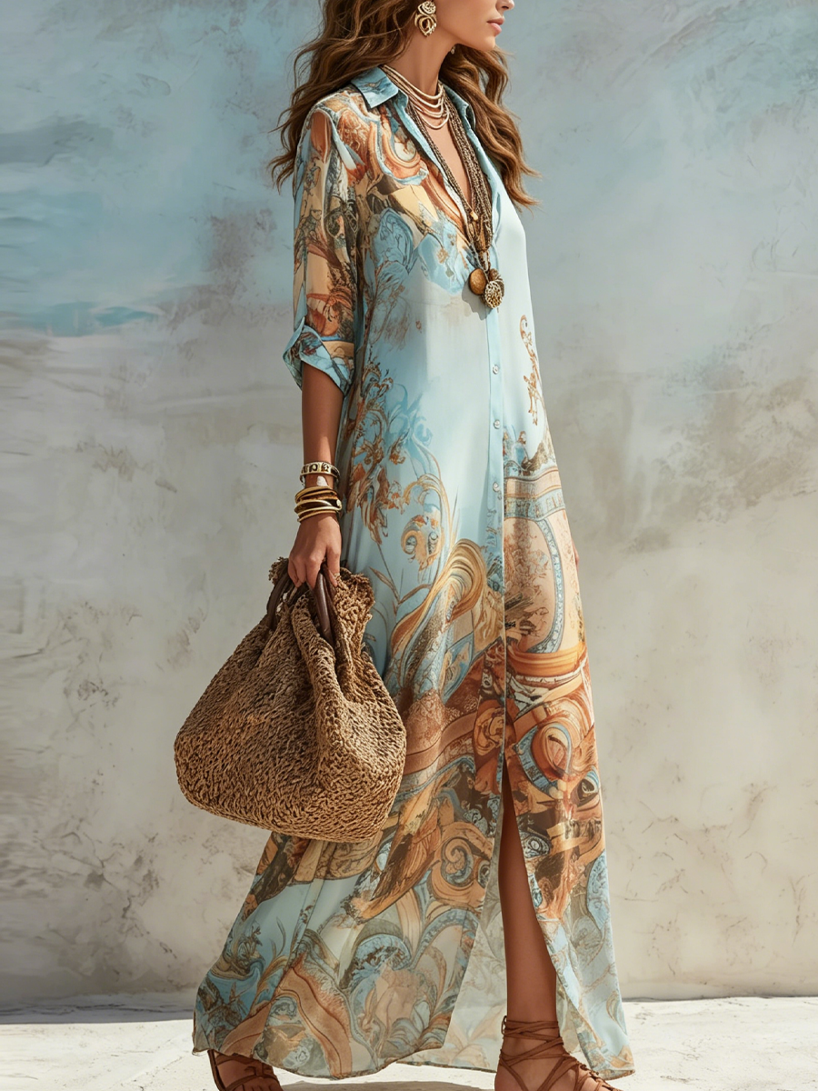 Cleo™ | Elegante Blusa Vestido Mediterráneo