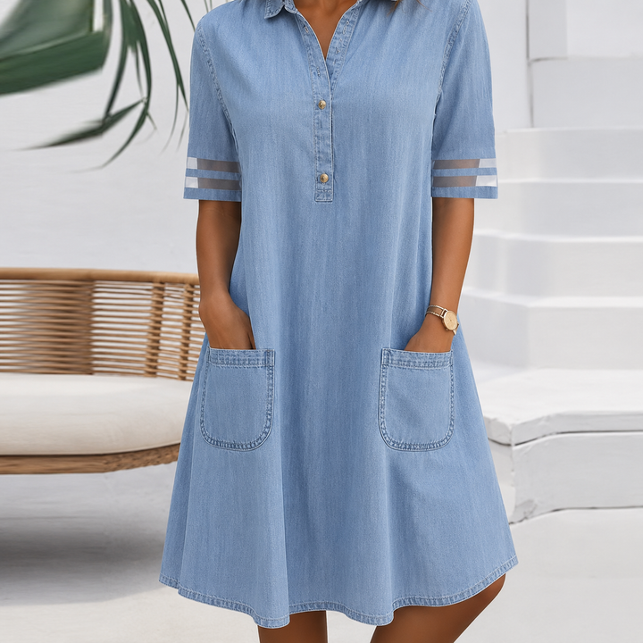 Brittany™ | Blusa vestido de mezclilla con camuflaje para el vientre