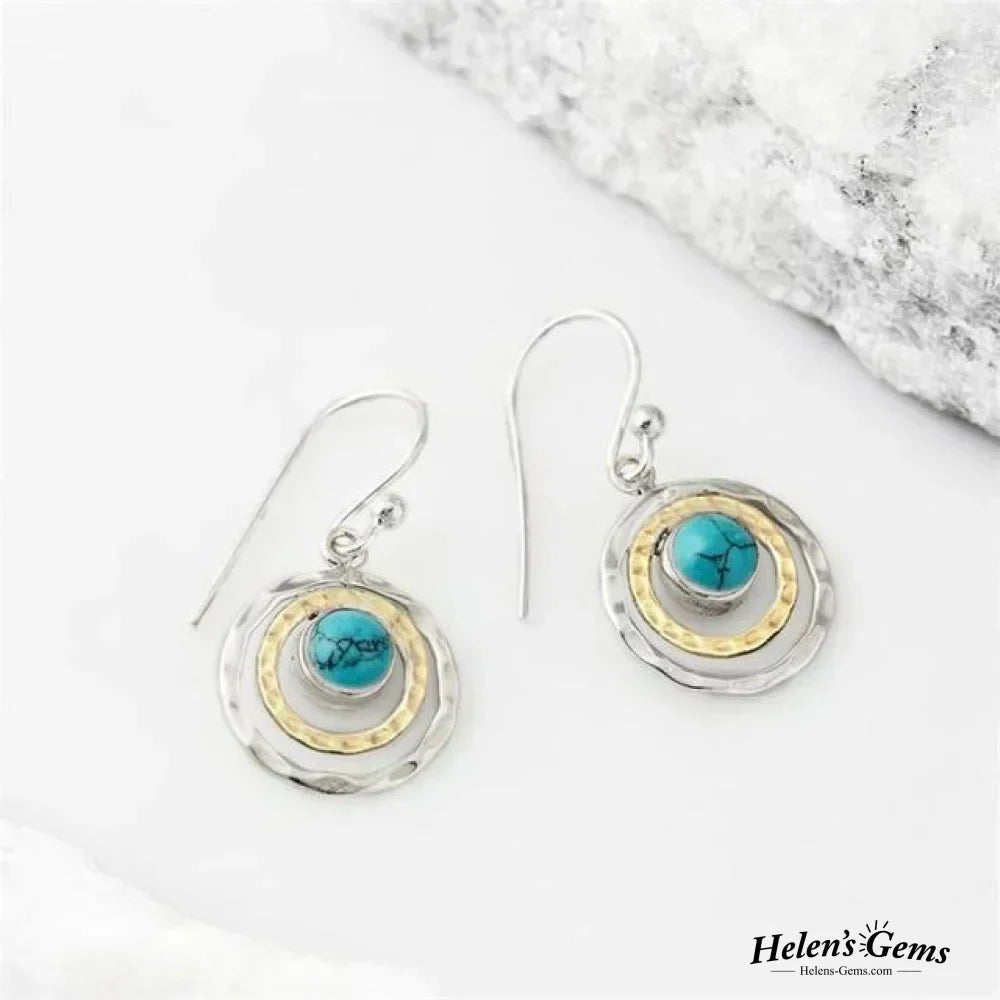 Boho Saturn Earrings: Turquoise &amp; Gold