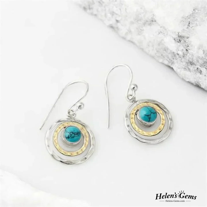 Boho Saturn Earrings: Turquoise &amp; Gold