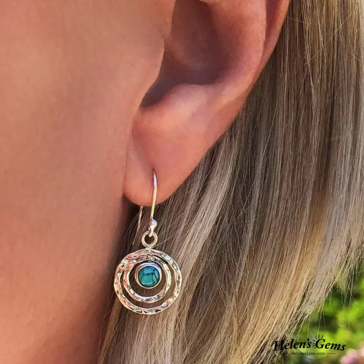 Boho Saturn Earrings: Turquoise &amp; Gold