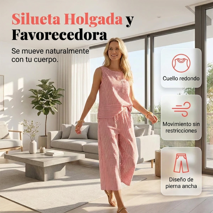 Carmen™ | Conjunto de Algodón a Rayas