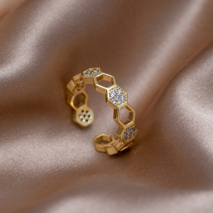 Bee - Gold &amp; Crystal Ring