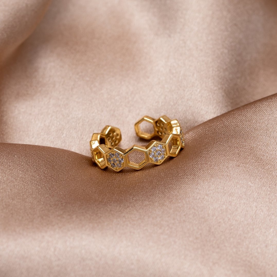 Bee - Gold &amp; Crystal Ring