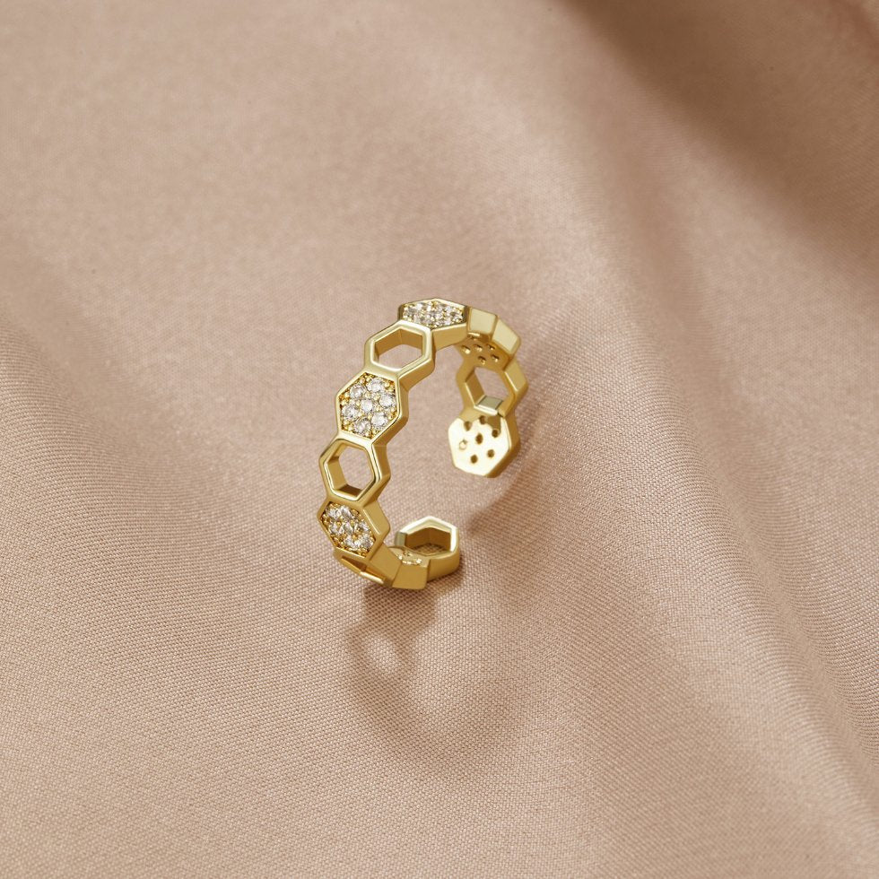 Bee - Gold &amp; Crystal Ring