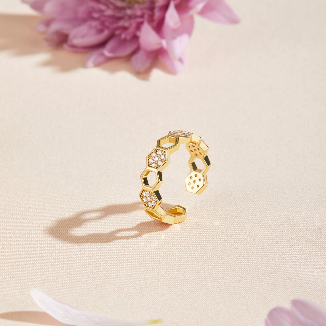 Bee - Gold &amp; Crystal Ring