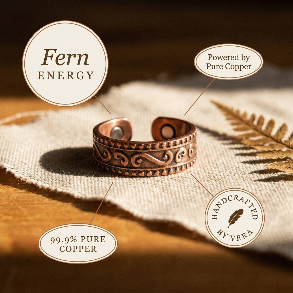 Anillo de Cobre con Helecho de Vera