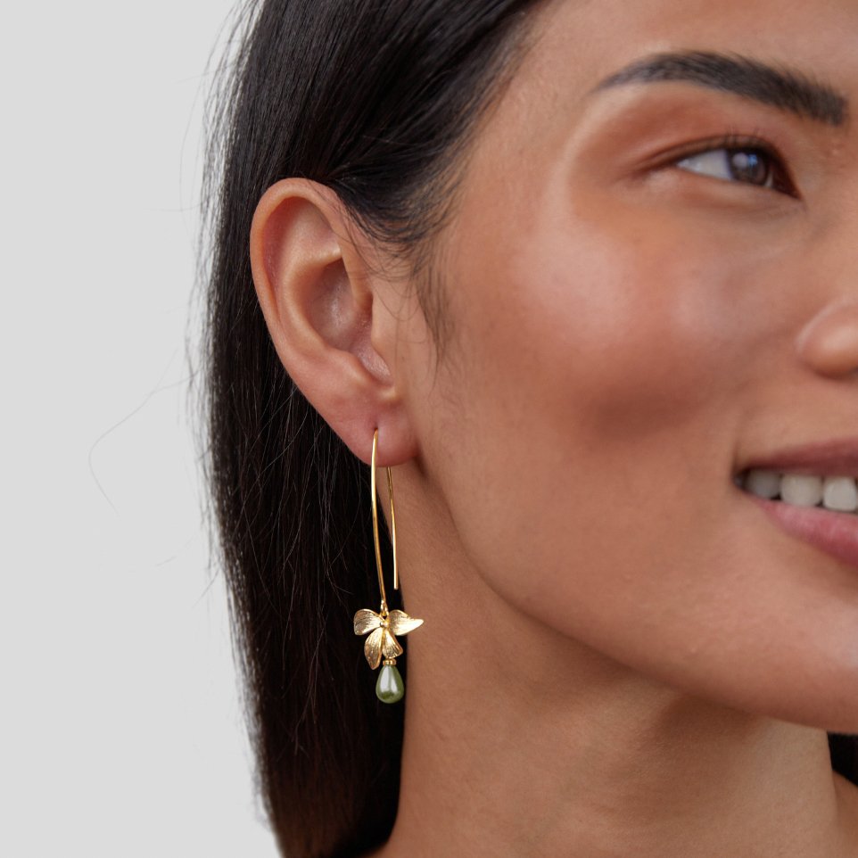 Jade Pearl &amp; Petal Drop Earrings