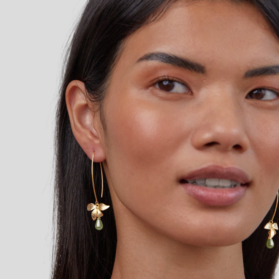 Jade Pearl &amp; Petal Drop Earrings