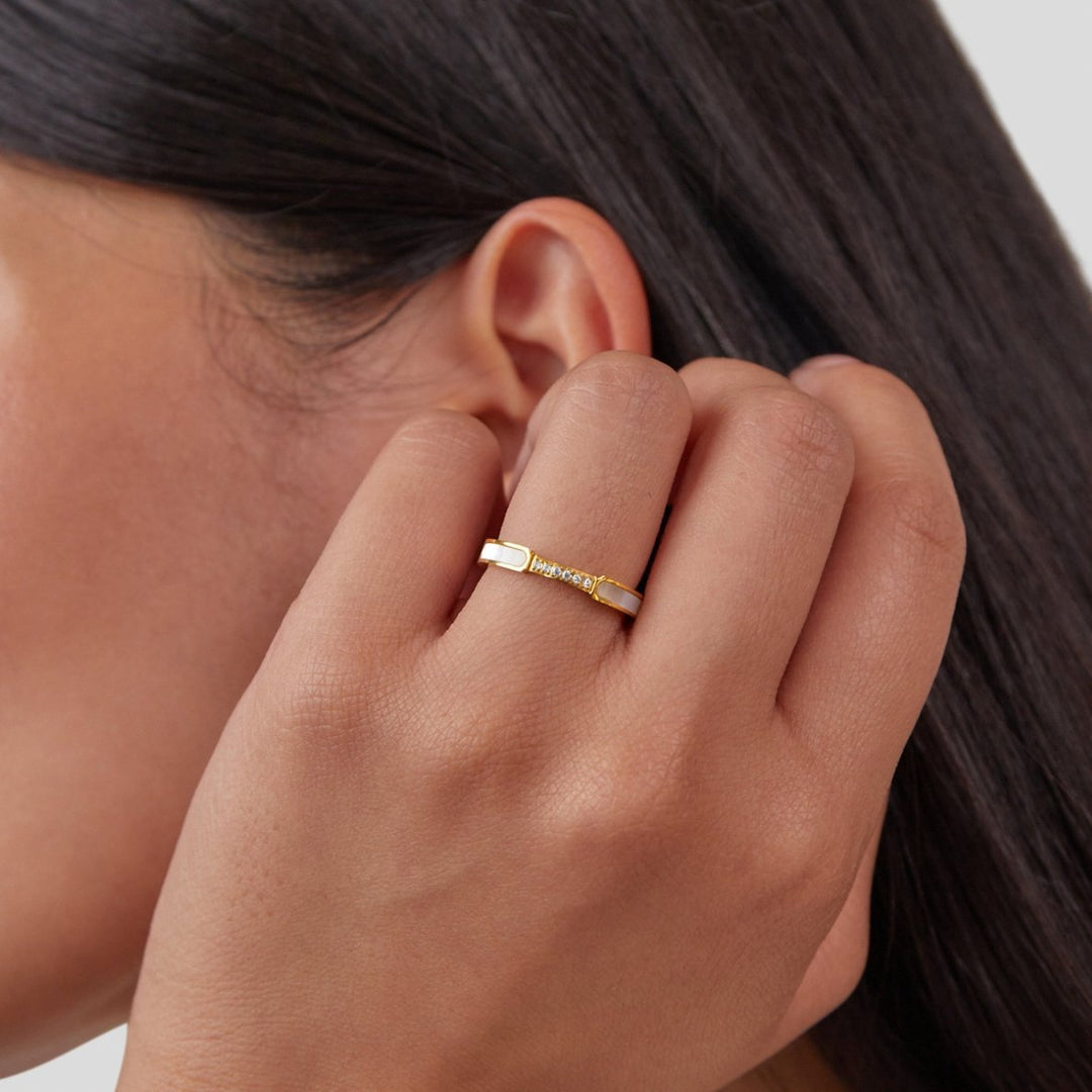 Unity - Pearl &amp; Crystal Ring