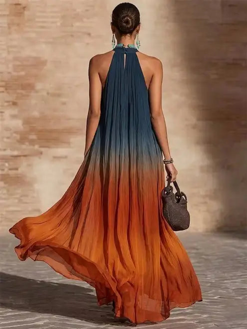 Alma™ | Vestido Maxi Degradado con Escote Halter