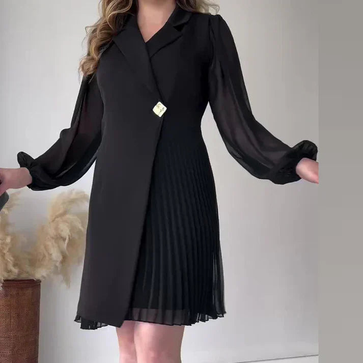 Jimena - Vestido con solapas con diseño plisado